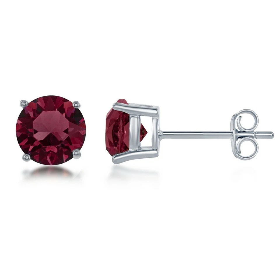 Sterling Silver Burgundy Swarovski Stud Earrings