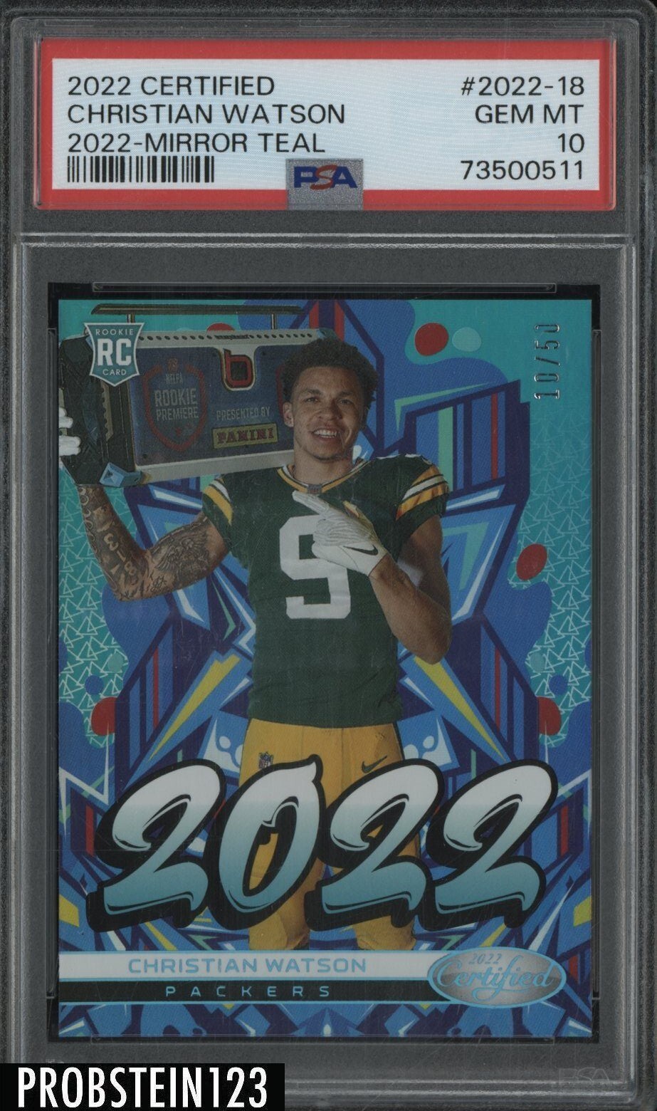 Christian Watson Panini Certified 2022 #202218 Mirror Teal