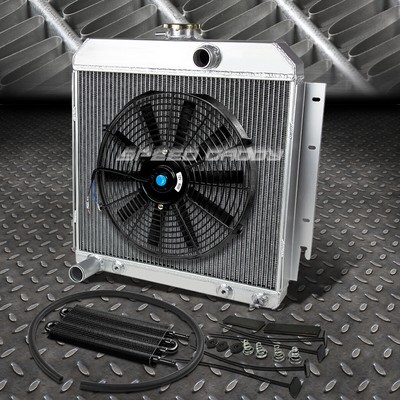 3-ROW ALUMINUM RADIATOR+2X 12/"FAN+OIL COOLER BLACK FOR 68-73 CHARGER//CORONET
