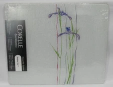 ❤️ NEW Corelle SHADOW IRIS 15x12 COUNTER SAVER Tempered Glass Board Hot Plate
