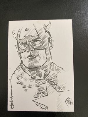 2009 TREASURE CHEST FOUNDATION CAPTAIN AMERICA SKETCH CARD 1/1 SIGNED