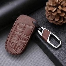 Leather Remote Key Fob Cover Case for Jeep Grand Cherokee Chrysler Dodge Fiat