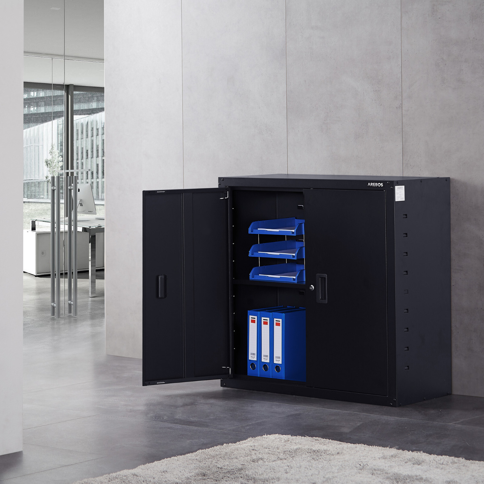 AREBOS 2-trg. Aktenschrank - Grau, 90 x 40 x 90cm online kaufen | eBay 