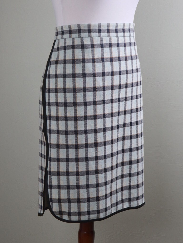 ANN TAYLOR NWT $119 Plaid Check Lined Vegan Leather Trim Pencil Skirt Size 14