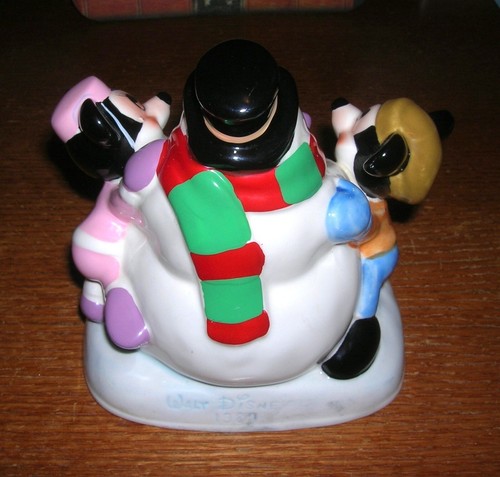 Walt Disney Schmid Merry Medley Mickey Minnie Snowman Figurine Vintage 1987 - Picture 3 of 5