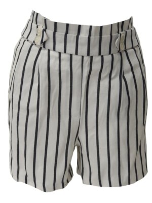 EXPRESS Damen Weiß Gestreift Extrem Hohe Taille Leinen Shorts #1102 Klein Nwt