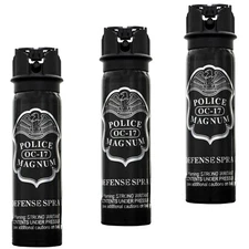 3 POLICE MAGNUM Pepper Spray 4 Ounce Flip Top Stream Personal Defense Security