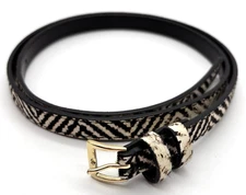 Banana Republic Calf Hair Animal Print Leather Belt Small USA 38x.5" Thin Narrow