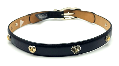 Brighton 43303 Skinny Black Leather Belt With Silver & Gold  display picture 3