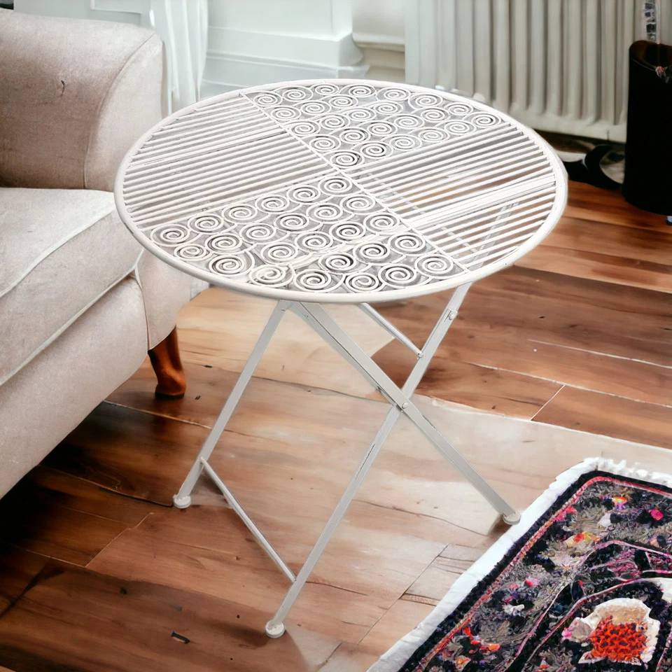 Balkontisch XXL Gartentisch Esstisch Metall Tisch Shabby Chic Landhaus Stil rund - Bild 2 von 4