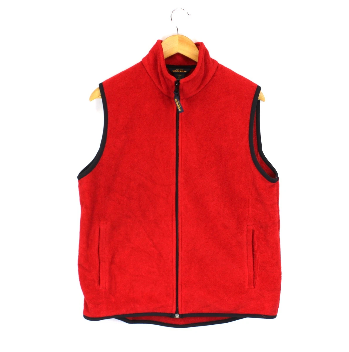 WOOLRICH Women Fleece Vest Gilet Size L Polyester Full Zip Pockets