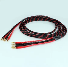 Pair Speaker Cable Audio HiFi 4N OFC Single-Wire & Banana Plugs Loudspeaker Cord