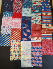 Red White Blue Patriotic Quilt Craft Fabric 5 inch Squares Lot of 72