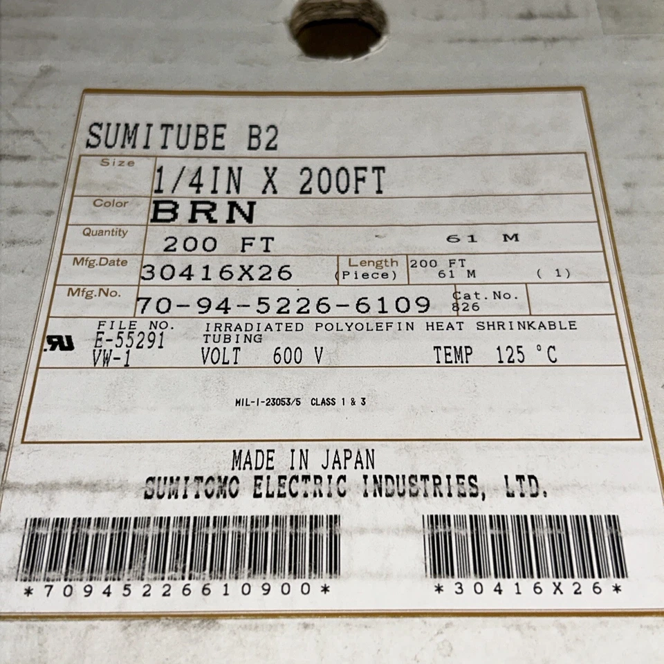 Sumitomo Eléctrico (3) Sumitube B2, F2, 1/4" X 200' Marrón, Azul, Amarillo Foto 4 de 4