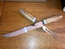 Stag Antler Handled Carving Knife Fork Set High Country Arts Sheffield England