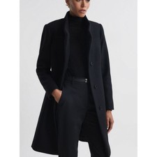 Reiss Mia Wool Blend Coat In Black Size 2 
