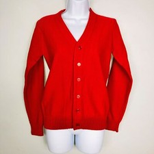 Kentfield Childs Sweater SZ 18 Red Cardigan Long Sleeve Button Front Casual Work