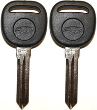 PAIR NEW UNCUT CADILLAC CHEVY TRANSPONDER CHIP IGNITION KEY B111-PT W/Chevy Logo