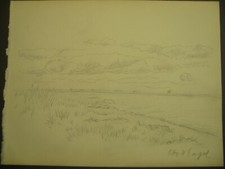 OTTO HEINRICH ENGEL Zeichnung "Weite Landschaft und Himmel" um 1900 SEHR SELTEN