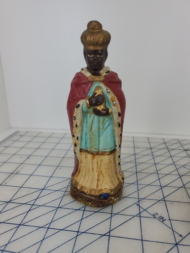 vintage papier mache 3 Wise Men nativity scene pieces 6.5" tall - Picture 2 of 15