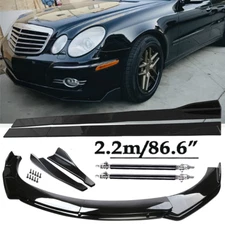 Front Bumper Lip Spoiler Side Skirts Rear Lip Glossy Black For Mercedes-Benz E
