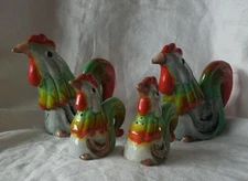 WALES Vintage Rooster/Chicken Oil & Vinegar Cruets & Salt & Pepper Shakers Japan
