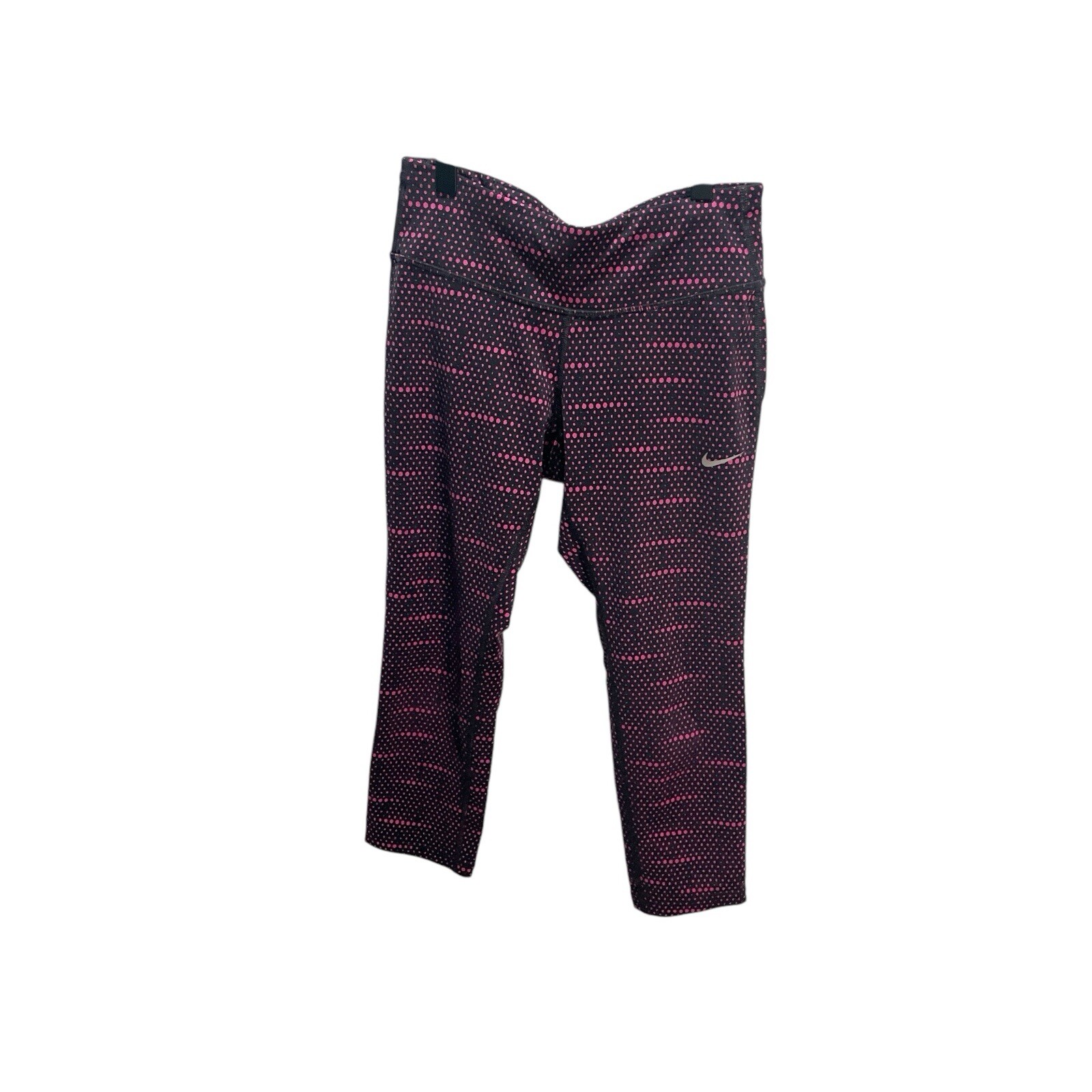 NIKE DRI-FIT Womens Capri Yoga Workout Pants Geometric Pink Black XS