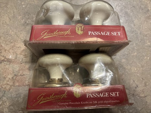 Gainsborough Passage Set Pomello per Porta in Porcellana Bianca Placcato 24K (1) Nuovo 2 Set - Foto 2 di 7