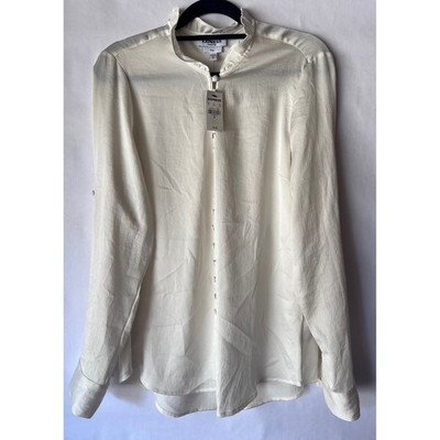 Express Portofino Ruffle Mock Neck Long Sleeve Button Down Blouse - Medium NWT