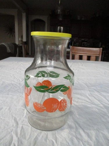 VTG Anchor Hocking Orange Juice Carafe Pitcher Jug 48oz W Lid 1980’s USA READ!