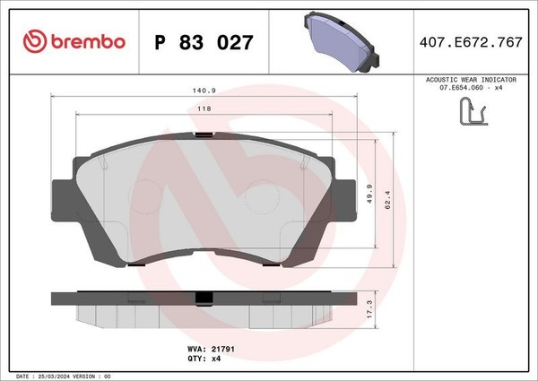 Brembo Bremsbelagsatz, Scheibenbremse P 83 027 FüR Lexus Toyota-image