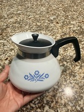 RARE Backstamp 1960s Vintage Corning Ware Blue Cornflower 6 Cup Teapot with lid