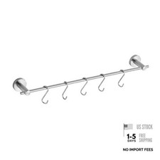 22 Inch Kitchen Utensil Hanger with 5 Hooks, Stainless Steel Wall Brushed