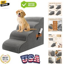 Dog Stairs Ramp for High Beds Couches, 33D High Density Foam Pet Steps with D...