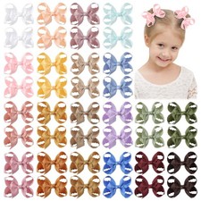 YHXX YLEN 40PCS Hair Bows for Girls, 3.5" Grosgrain Ribbon Toddler Bows Han...