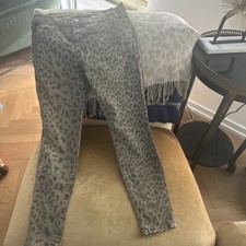 Current/Elliott The Stiletto Grey Leopard Print Skinny Ankle Jeans Size 28