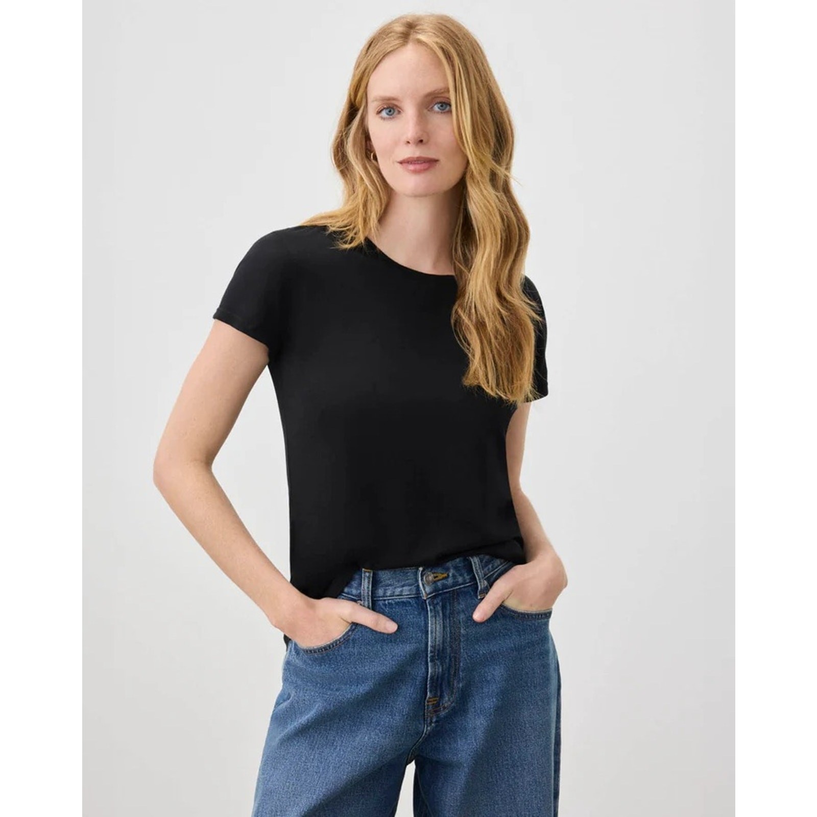Splendid Women Black Supima Cotton / Modal Knit Abbie Basic Crewneck Tee Size XS