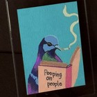 ACEO, 2.5”x3.5” Painting on Paper, Illustration Art, Blue Background, Unframed — photo 3
