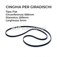 Cinghia per giradischi Flat 209mm x 5mm Circonferenza: 656mm