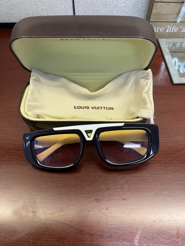 Gafas de sol Louis Vuitton 1,1 millón - Brazos amarillos marco negro/blanco con estuche Foto 3 de 3