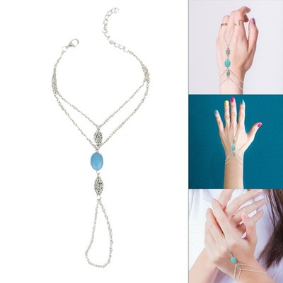 Boho Multilayer Quaste Sklave Armband Fingerring Harness