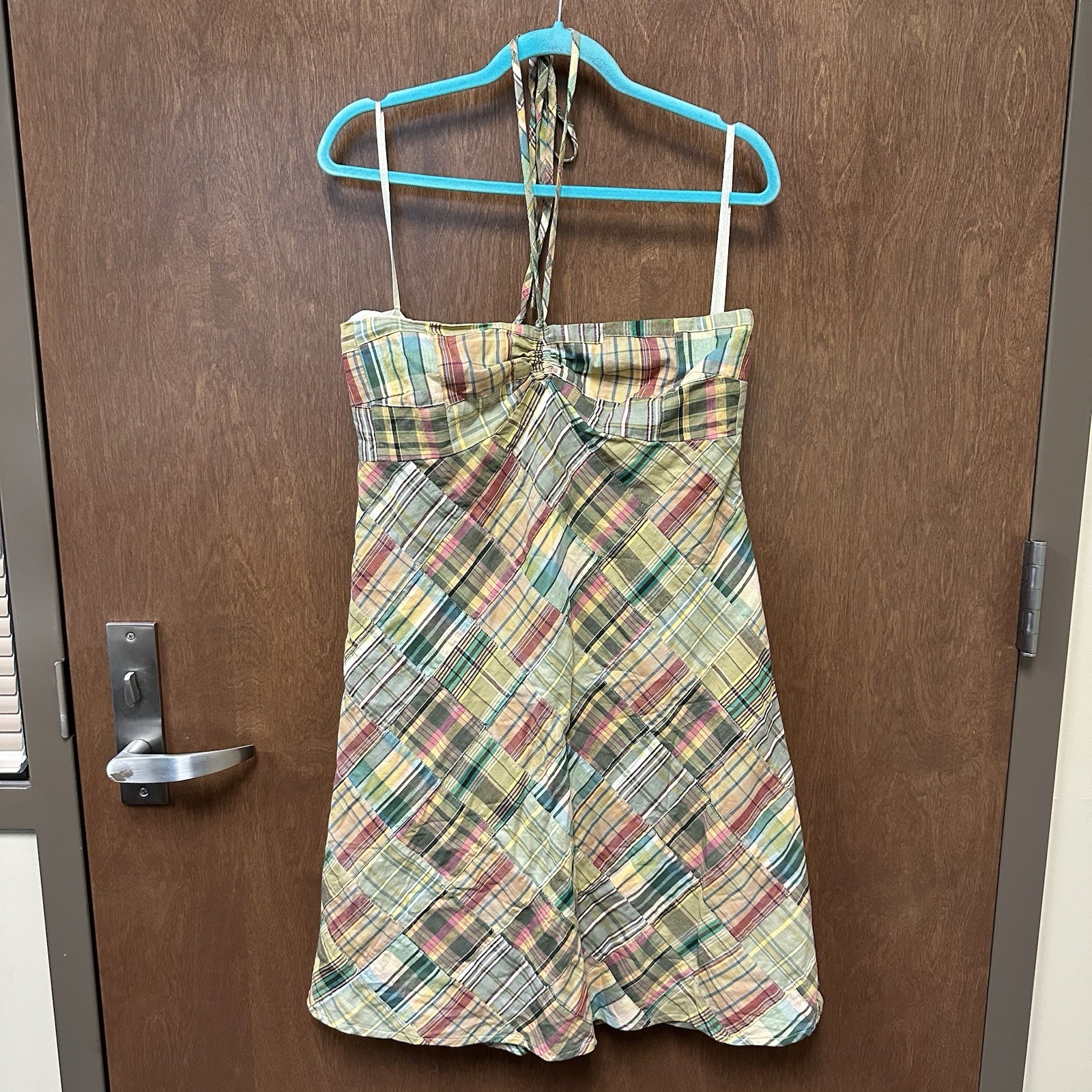 Ann Taylor LOFT Plaid Patchwork Halter Dress NWT … - image 1