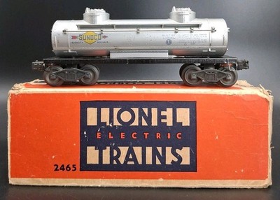 (C) Lionel O Gauge Sunoco Double Dome Tank Car No. 2465 Original Box & Insert 