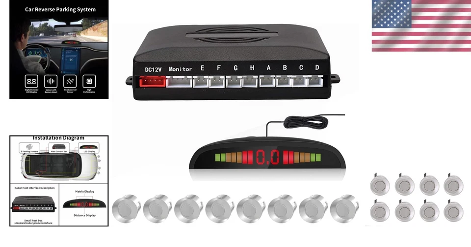 Car Reverse Parking Radar System with 8 Sensors LED Display Sound Warning - Image 2 of 4