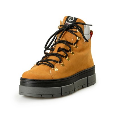 Pollini Women's Ice Cracker Ocra Brown Nubuck Walking Boots Shoes US 10 IT 40