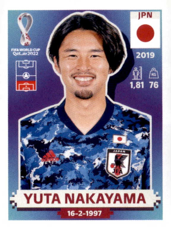 Yuta Nakayama Japan 2022 Panini World Cup Sticker #JPN 6