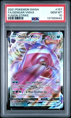 2021 POKEMON SWORD & SHIELD FUSION STRIKE #157 FULL ART/GENGAR VMAX PSA 10
