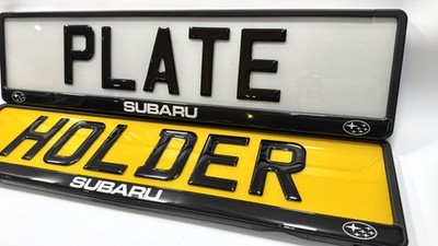 2 x Subaru 3D Gloss Gel  - Quick Release - Number Plate Holders