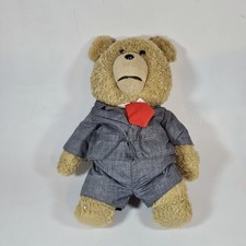 Ted Movie Character Bear Plush Talking Mouth Moves in Gray Suit  Red Tie