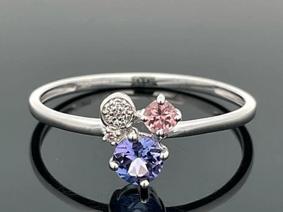 RING GR.18,5 (CA. 58) AUS 375/- WG MIT TANSANIT, GRANAT & DIAMANTEN  SCHMUCKJAGD - Bild 1 von 3